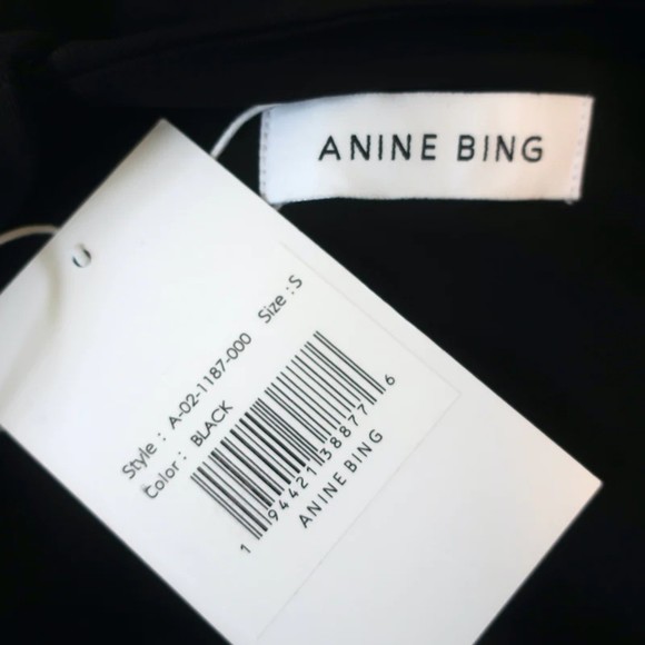 ANINE BING Long Sleeve Mini Dress Whitney Black Stretch Jersey Size Small NEW - Picture 5 of 8